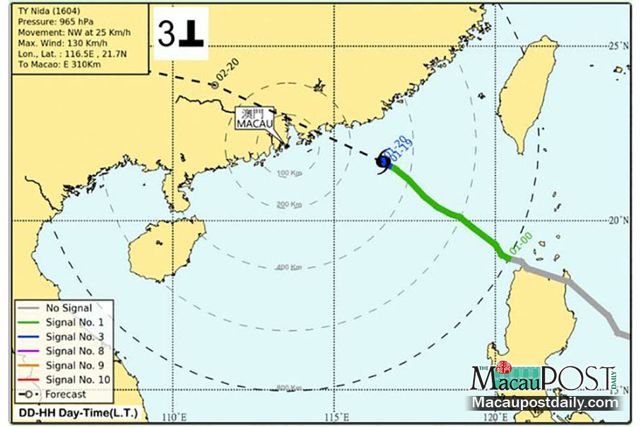 Macau observatory expects higher typhoon signal 