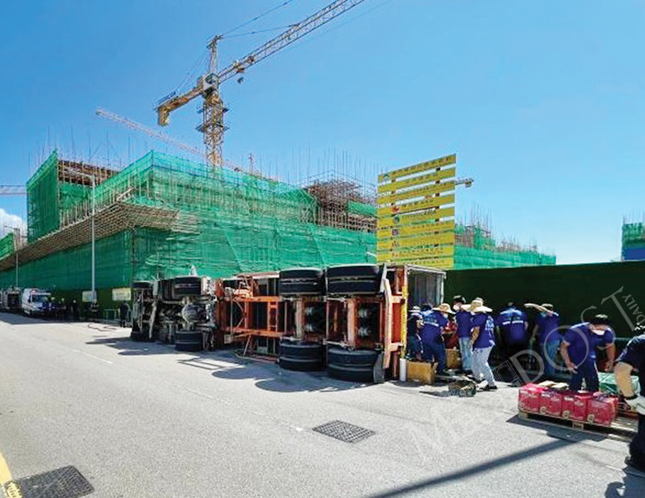Drunk driver flips beer lorry on side: Fire Services Bureau
