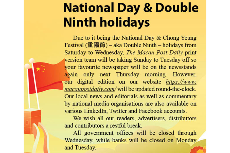 National Day & Double Ninth holidays