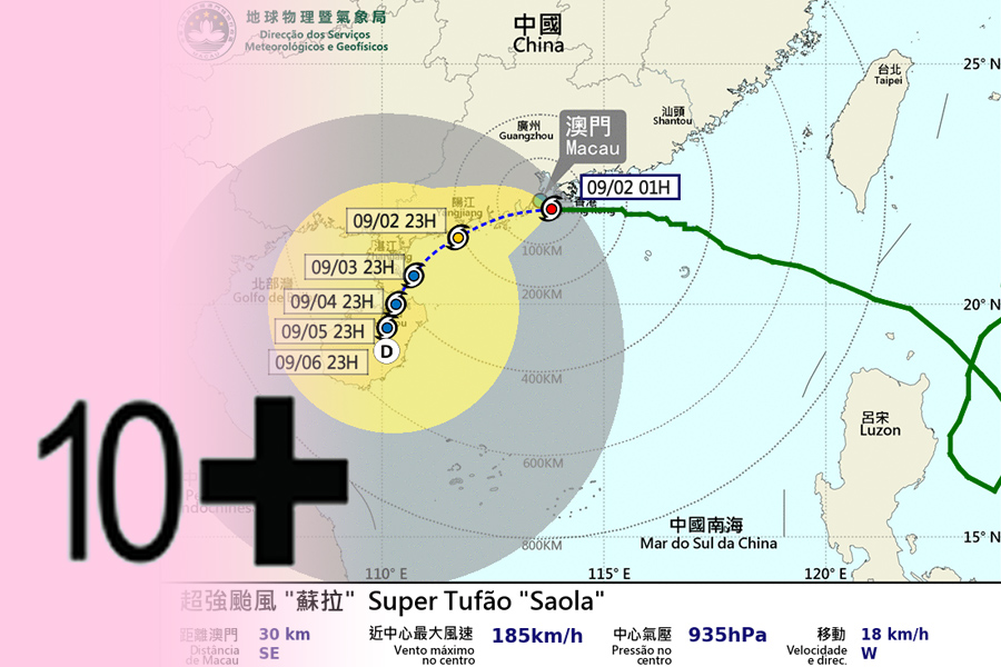 Macau hoists No 10 signal as Saola threatens the city, all casinos closed 